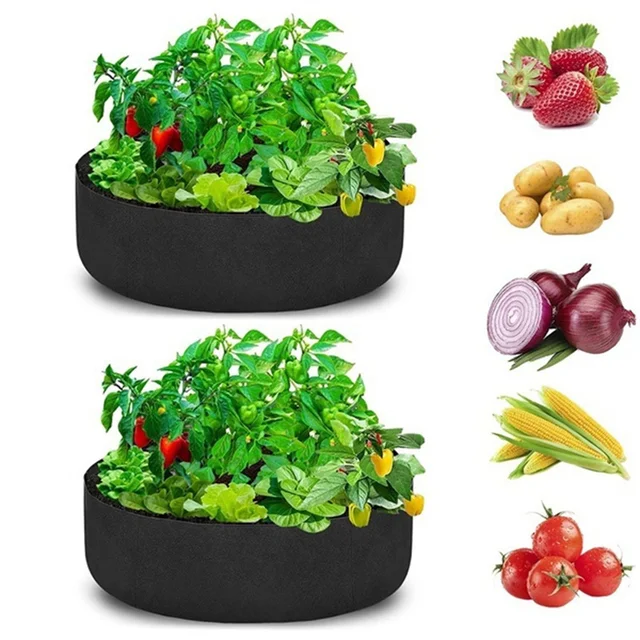 10/15/50/100 Gallonos Szövet Növényi Edény Emelt Kerti Ágy Kerek Ültetési Tartálytermesztés Táskák Lélegző Filces Ültetvényes - Image 4