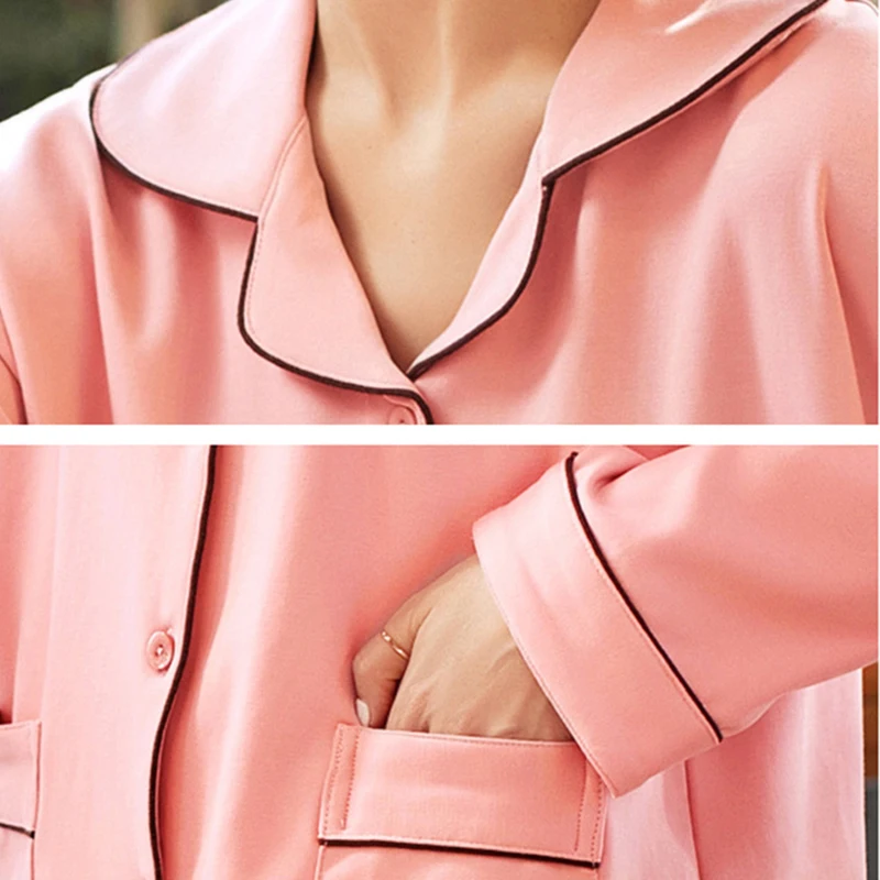 Fashion Spring Summer Cotton 2 Piece Pajamas Set Women New Printed Colorful Sleepwear Long Sleeve Pajamas Female Sleep Homewear