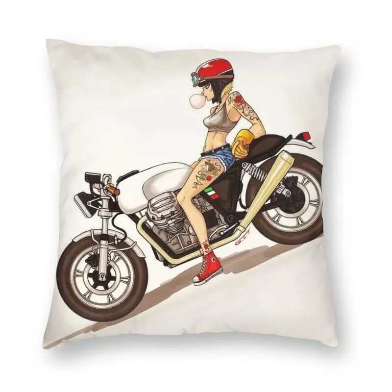 

Винтажный мотоциклетный чехол для диванной подушки с изображением сексуальной девушки декоративный Чехол для мобильного телефона на велосипед наволочка 40x40 см наволочка для дивана