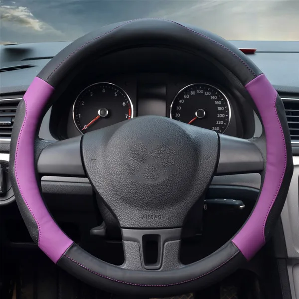black purple Крышка рулевого колеса для украшения автомобиля, вентилируемые отверстия, свободно дышат, массажер, размер автомобиля 15 см, использование колес - Название цвета: black purple