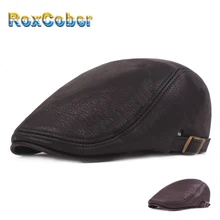 RoxCober высокое качество из искусственной кожи плоская шапка s мужские женские теплые плюща шляпа в стиле Гэтсби Ретро Newsboy Boina Мода Гольф береты