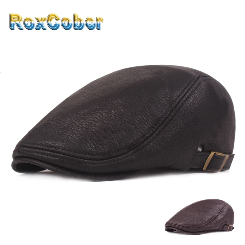 Плоские кепки RoxCober из искусственной кожи высокого качества мужская и женская