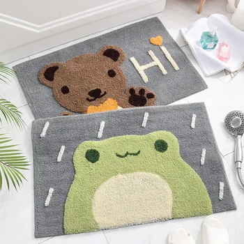 

Cartoon 3D Animal Shape Home Flocked Door Mat Doorway Bathroom Toilet Thick Absorbent Non-slip Foot Pad