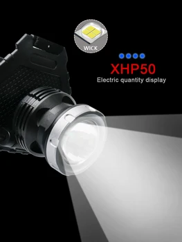 

XHP50 Led Headlamp 200000LM Head Lamp USB Rechargeable Headlight Waterproof Head Llight Zoom Fishing Light 18650 Hunting