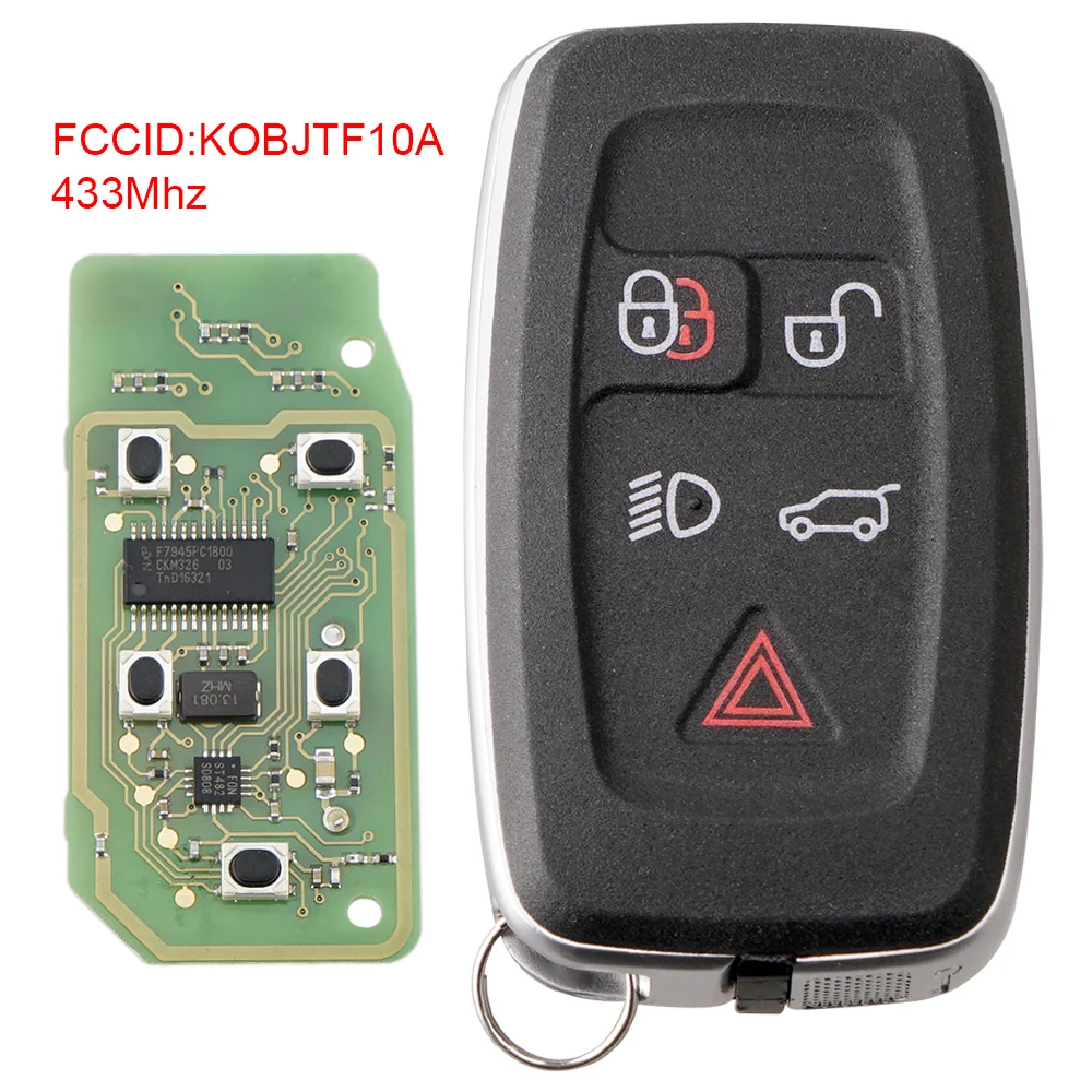 Дистанционный ключ-брелок от машины замена 433 МГц 5 кнопок Автомобильный Брелок дистанционного управления с ключом KOBJTF10A подходит для Land Rover LR4 Range Rover Evoque Sport