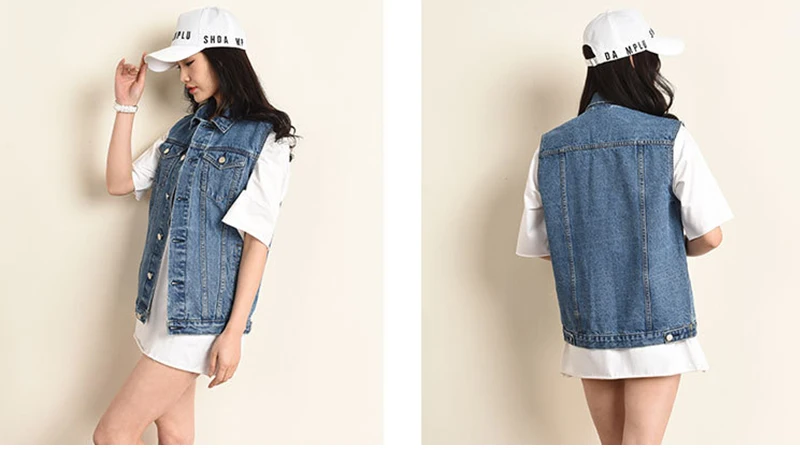 Autumn Large Size 6XL Casual Women's Denim Vest Short Sleeveless Turn-down Collar Ladies Vests New Slim Female Waist Vest