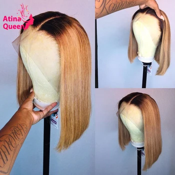 

Ombre Bob Wig 13x6 Invisible Lace Front Wigs Preplucked Color Honey Blonde Human Hair Wig Short Wigs Remy Can Be Dyed For Women
