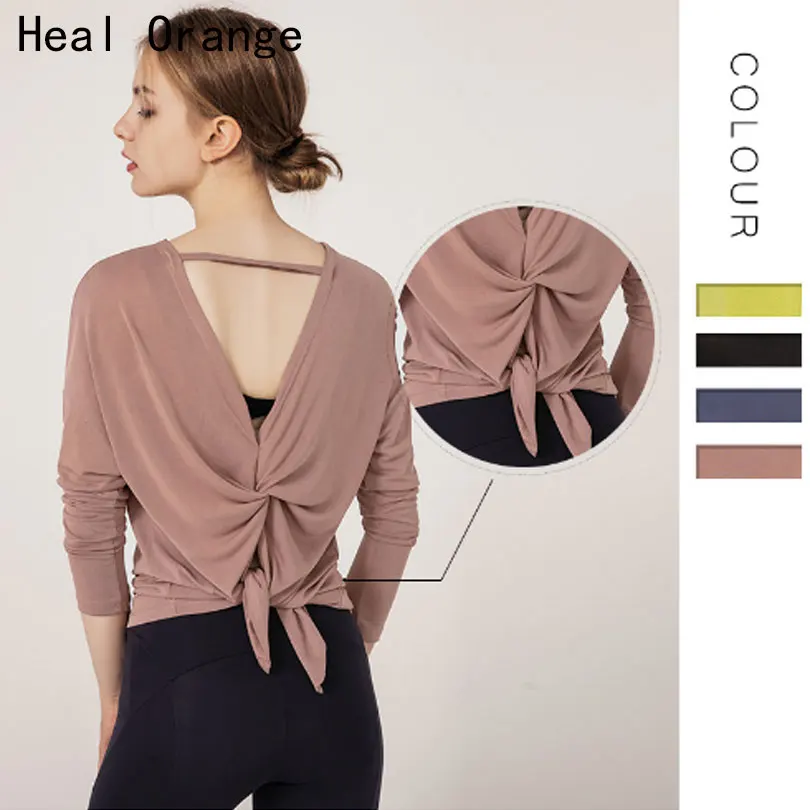 

2019 Women Gym Yoga Tops Yoga Shirts Long Sleeve Workout Tops Fitness Running Sport T-Shirts Training Yoga Sportswear