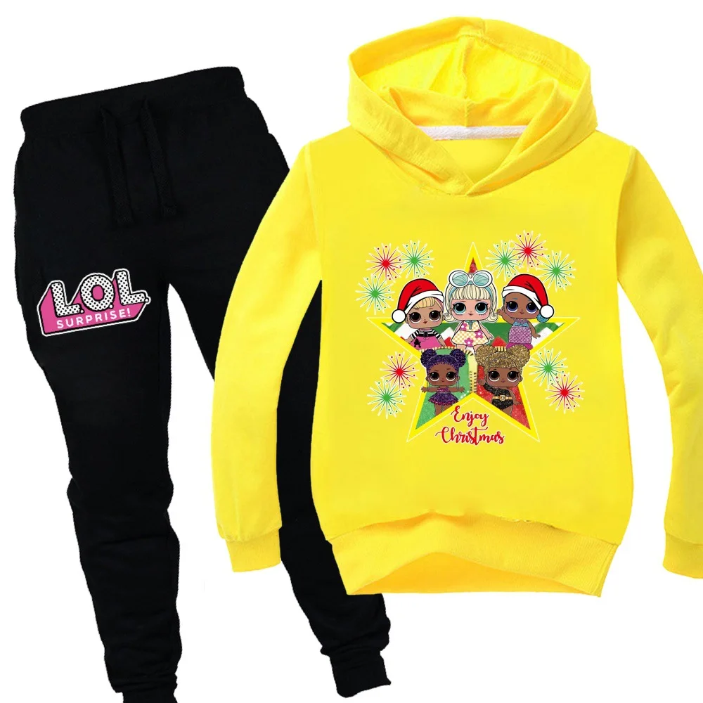 

Toddler Girl Winter Clothes Set Lol Doll Baby Long Sleeve Hoodies Sweatshirt +Pants for Girls Winter Set Outfit Girls Xmas Sets