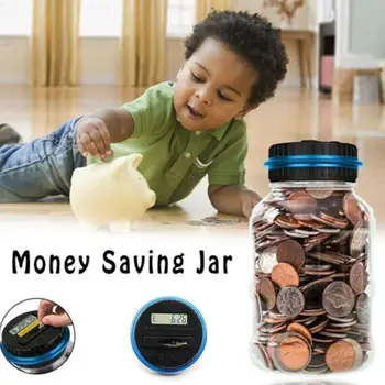 

3 types Dollar/Euro/Sterling Money Saving Tank Transparent Money Coins Gift Saving Decor LCD Jar Lid Kids Counting Jar with F8U7