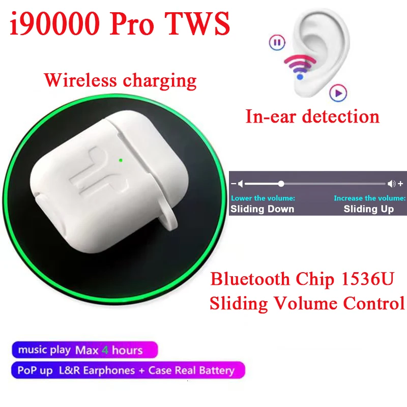 I90000 Pro Наушники-вкладыши TWS с 1: 1 belarri Bluetooth 5,0 entzungailu haririk gabeko entzungailu PK W1 H1 txip Air 2 entzungailuetarako