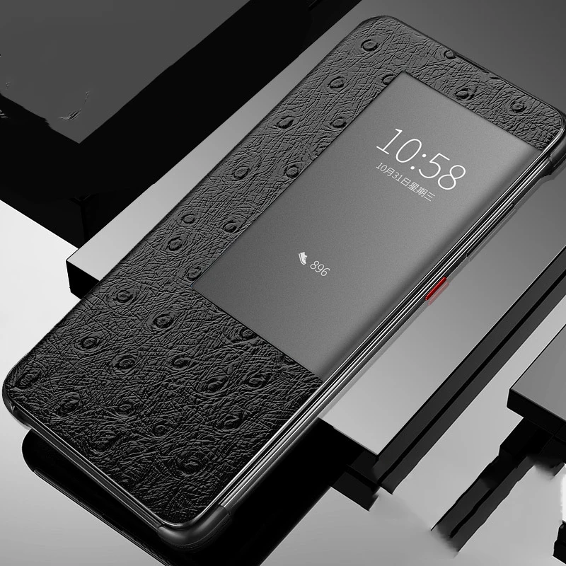 Чехол-книжка из натуральной кожи для телефона huawei mate 20 Pro RS P30 Pro, текстурный смарт-чехол для телефона, полный корпус, бизнес-защита
