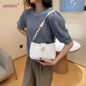 

Vintage Crossbody Bags for Women Birthday Gifts Solid Color Alligator PU Leather Women Handbag Tote Chain Underarm Shoulder Bag