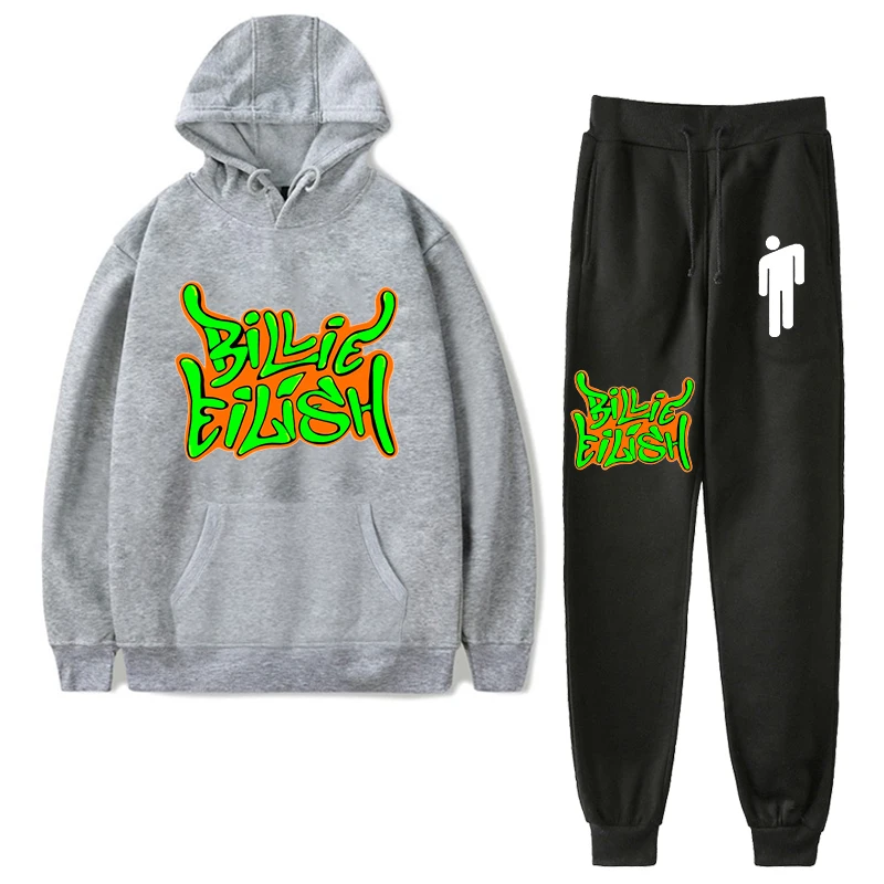924-925h-bj-1219.6 Billie Eilish Детская толстовка с капюшоном; одежда; худи для мальчиков зимняя одежда для детей ясельного возраста, толстовка, штаны, леггинсы, 2 шт./компл. Детский костюм комплекты для маленьких девочек - Цвет: 924-925h-bj-1219.6