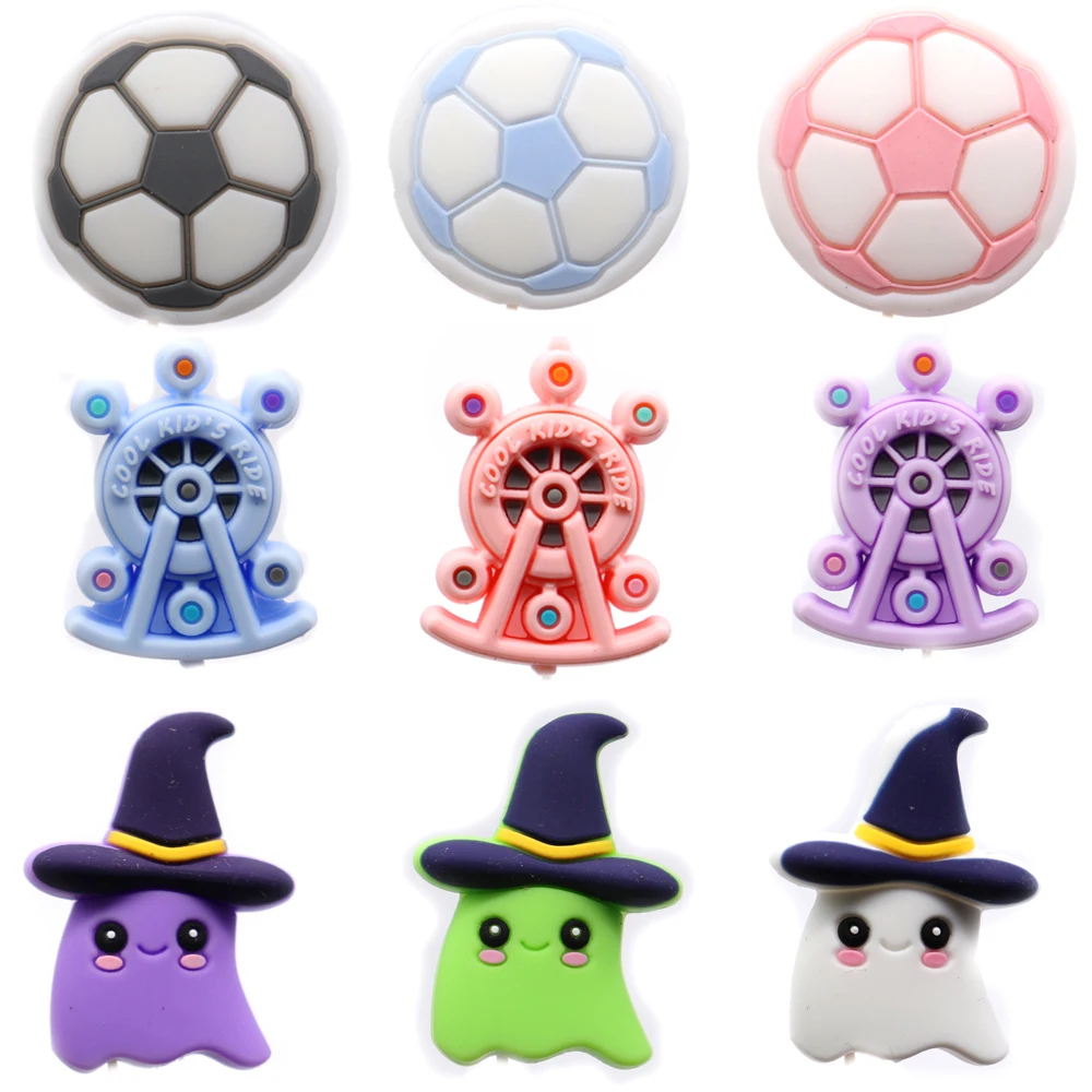 

Teether Beads For Baby Pacifier Chain & Teether Beads For Handmade DIY Animal&Cartoon Shape Silicone Chewable Toys Beads