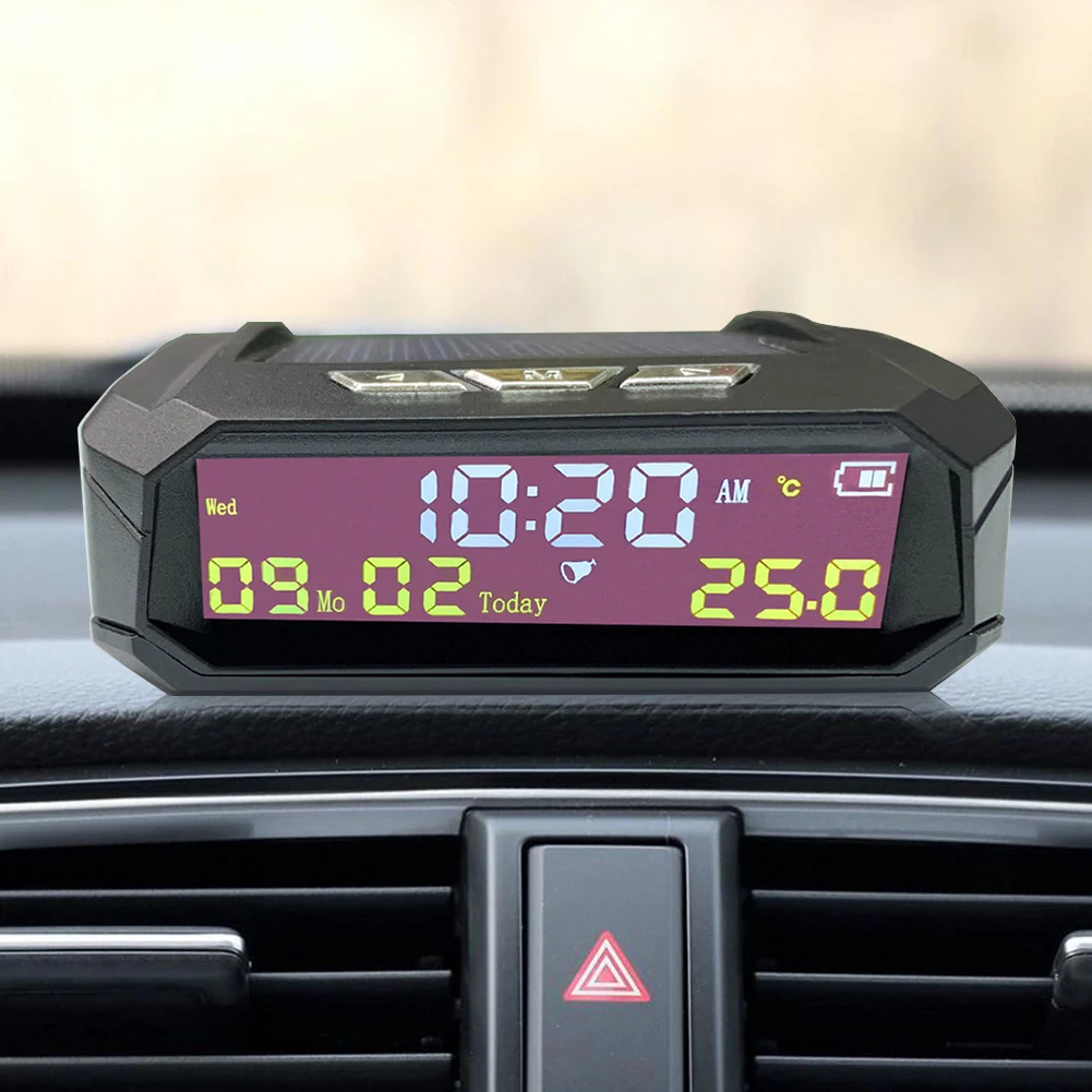 Tpms Look Solar Car Digital Clock With Lcd Time Date Incar Temperature