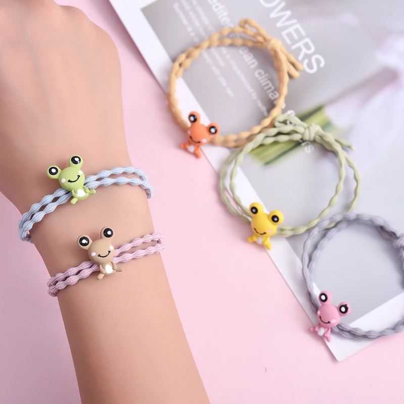 

Nylon Rubber Band Cute Frog Alloy Paint Elastic Hair Bands For Women's Cartoon Handmade Hair Accessories Headwear scrunchie
