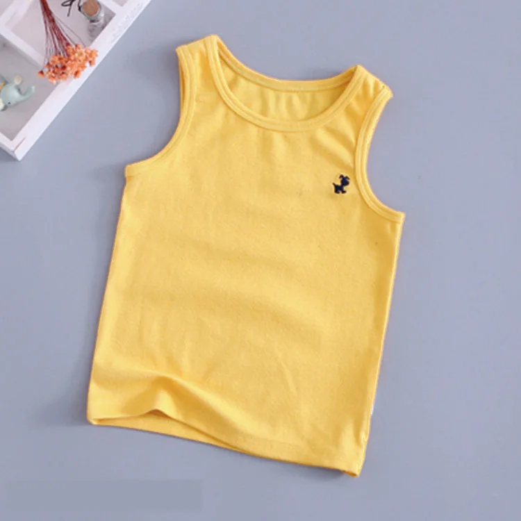 Новая летняя одежда для малышей Детские майки из чистого хлопка для маленьких мальчиков и девочек, детская футболка без рукавов для отдыха
