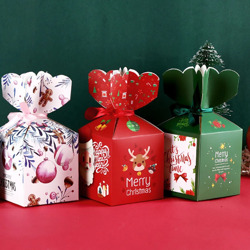 5 piezas de cartón de dibujos animados de Navidad de Nochebuena CAJA DE  MANZANA caja de dulces creativos cajas de aperitivos suministros de fiesta  con regalo de mano|Envoltorios y bolsas de regalo| -