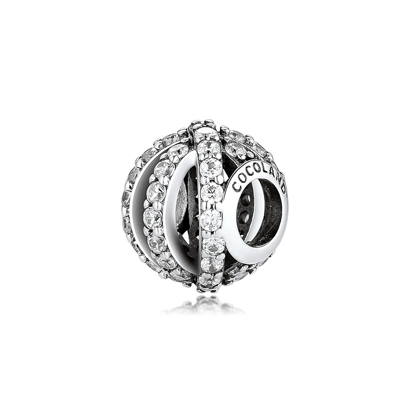 Подходит для Pandora Charms браслеты Clear ажурный с камнями Geometry Beads 100% 925 пробы-серебро-ювелирные изделия Бесплатная доставка