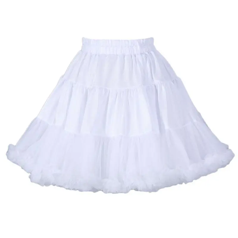 Пышная плиссированная юбка в стиле Лолиты для женщин и девочек; вечерние балетные юбки из тюля с оборками; AXYD - Цвет: Белый