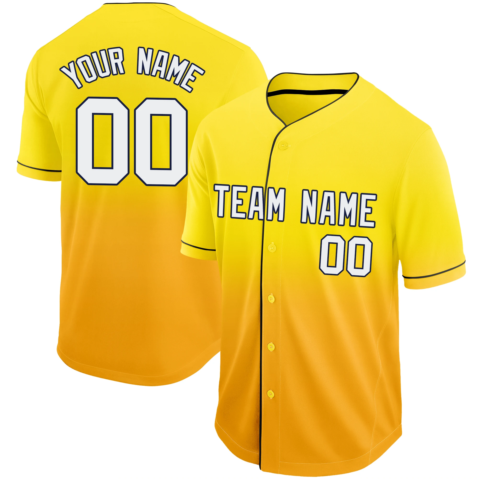 Baseball Jersey Short-Sleeve Cardigan Softball Sport Shirt Jersey Gradient Color Printing Design Team Name/Number Unisex