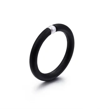 

New Titanium Steel Ring Fashion Simple Black Single Pearl Ring Give Girlfriend Gift Ladies Ring...