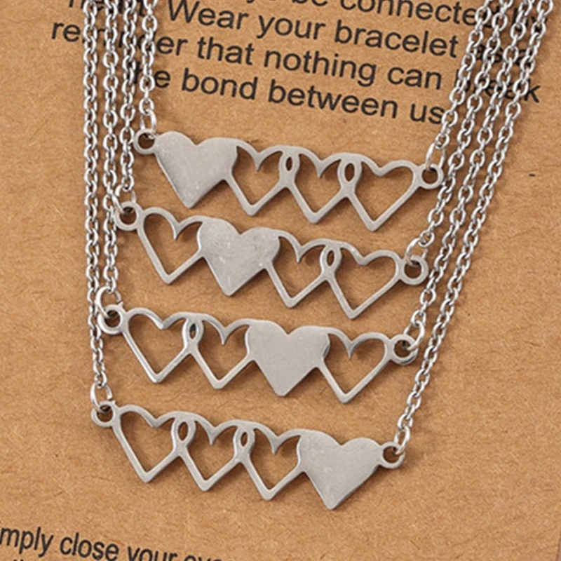 Pcs Stainless Steel Heart-shaped Necklaces Matching Heart