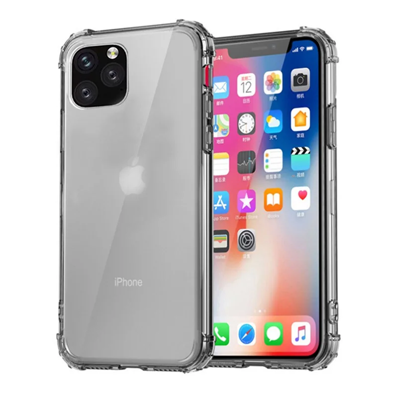 Черный Lovebay сверхмощный защитный чехол для телефона для iPhone 11 Pro X XR XS Max 7 8 6 6s Plus четыре угла укрепляющий силиконовый прозрачный Чехол - Цвет: Черный