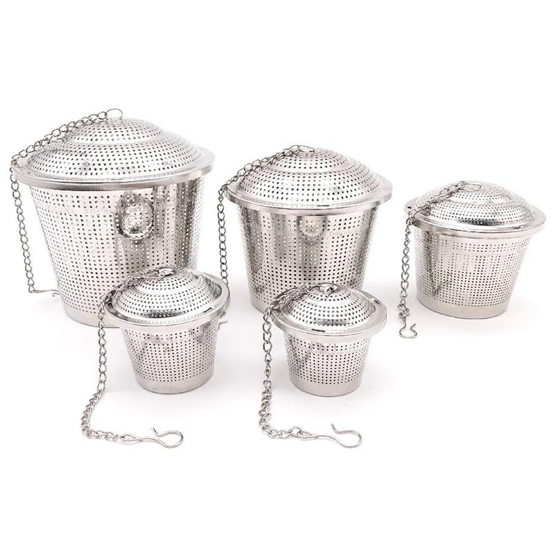 

Tea Infuser 304 Stainless Steel Extra Fine Mesh Tea Strainer Tea Filter with Hook for Loose Leaf Teas (Set of 5)