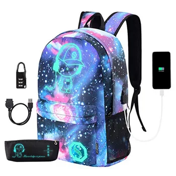 

2020 New School Bookbag Lightweight Waterproof Laptop Backpack with USB Charger Port and Lock & Pencil Case for Teens Girls Boys