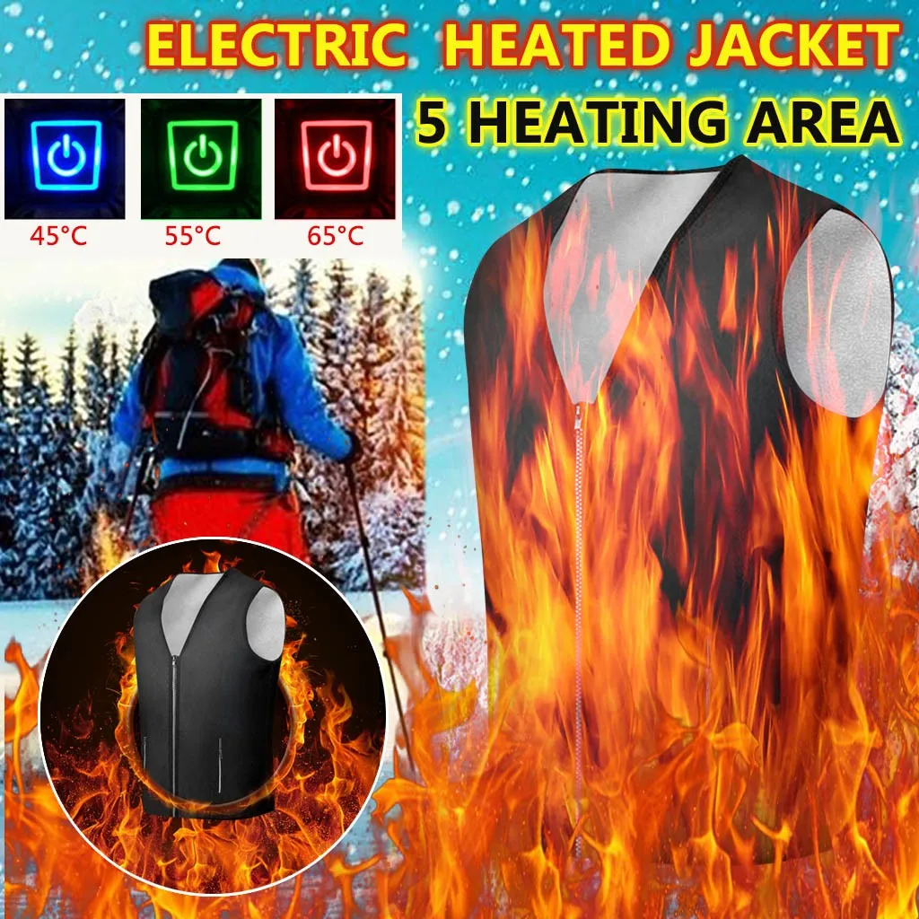 Men Vest Warmer Winter Unisex USB Electric Heating Clothes Massage Smart Warm Sleeveless Vest For Outdoor Sports#40