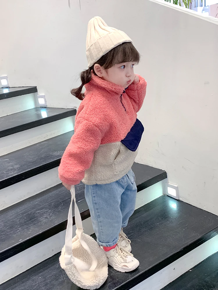 Южнокорейский стиль; Детский свитер из толстого флиса и овечьей шерсти; теплый зимний свитер; топы для маленьких девочек