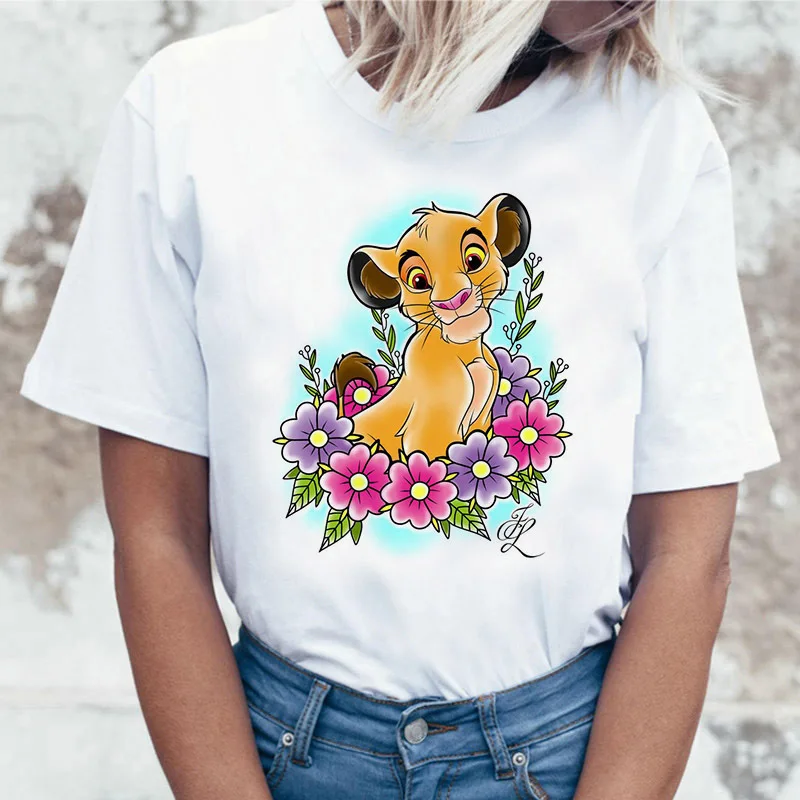 Забавная рубашка хакуна матата Женская Harajuku Ullzang The Lion King кавайная футболка Femme летняя футболка Модный Топ Футболка женская футболка