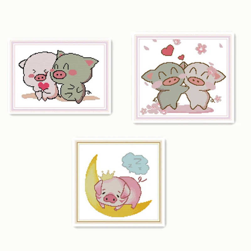 Kits De Points De Croix Chinois Pour Couple Cochon Amour Eternel En Coton Ecologique Tampons Transparents Imprimes 11 14ct Decoration De Noel A Faire Soi Meme Aliexpress