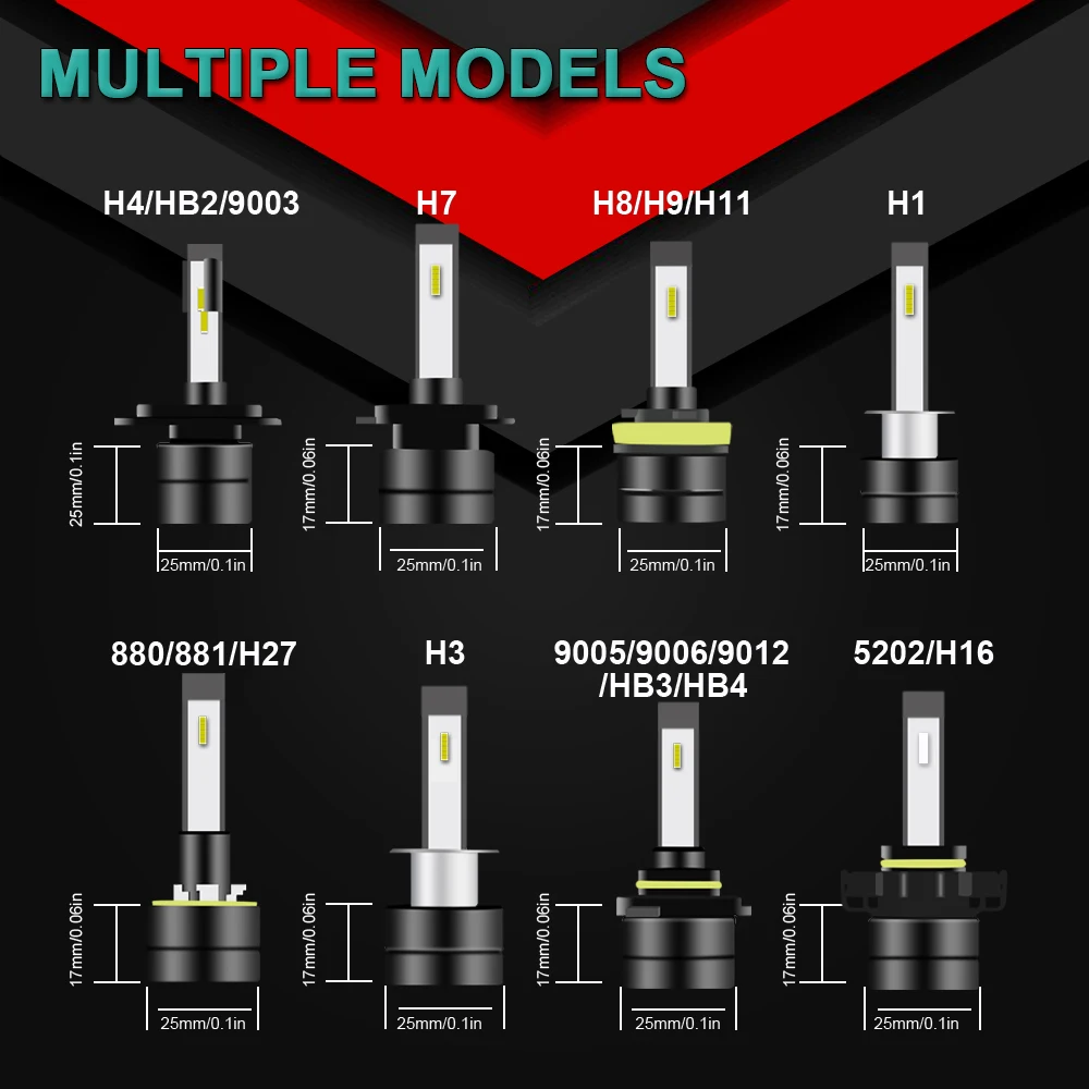 H7 H4 H1 H11 Автомобильный светодиодный головной светильник накаливания 60 Вт HB4 9005 9006 H27 HB3 H3 H8 CSP супер мини туман светильник фары 6000K 12V 8000LM комплект из 2 предметов