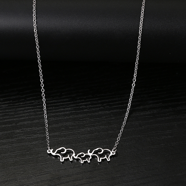 Steel Necklaces Elephant Herd Pendant Choker Men's Chain Fashion Necklace For Women Jewelry Party Girls Gift One Piece