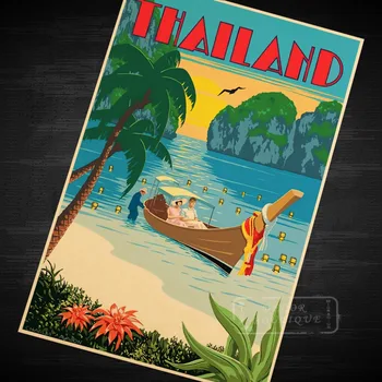 

Thailand Phuket Island Travel Poster Classic Retro Vintage Kraft Decorative DIY Wall Canvas Sticker Home Bar Posters Decoration