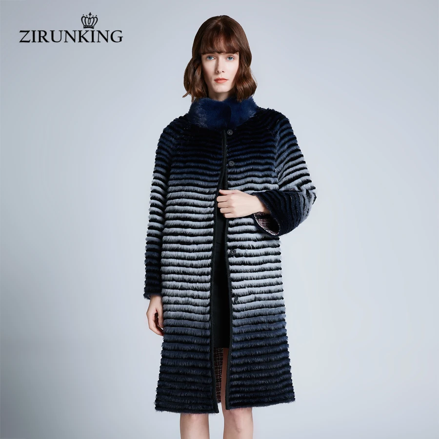 ZIRUNKING Новая женская шуба из натурального меха норки женское реверсивное женское меховое пальто шуба из норки с воротником-стойкой, верхняя одежда для зимы ZC1907