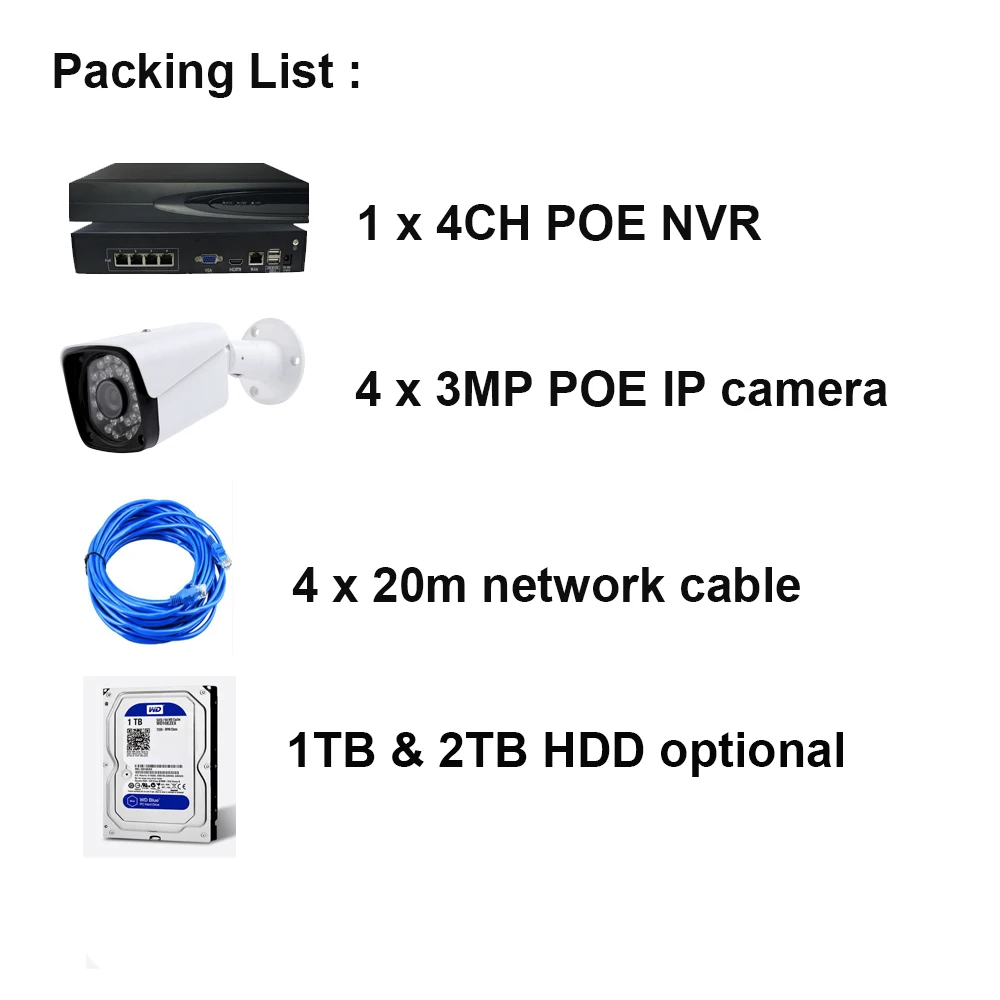 3MP POE Комплект H.265+ CCTV IP камера система 4CH POE NVR 3,0 ip-камера наружная Водонепроницаемая ИК ночного видения P2P Play and Plug