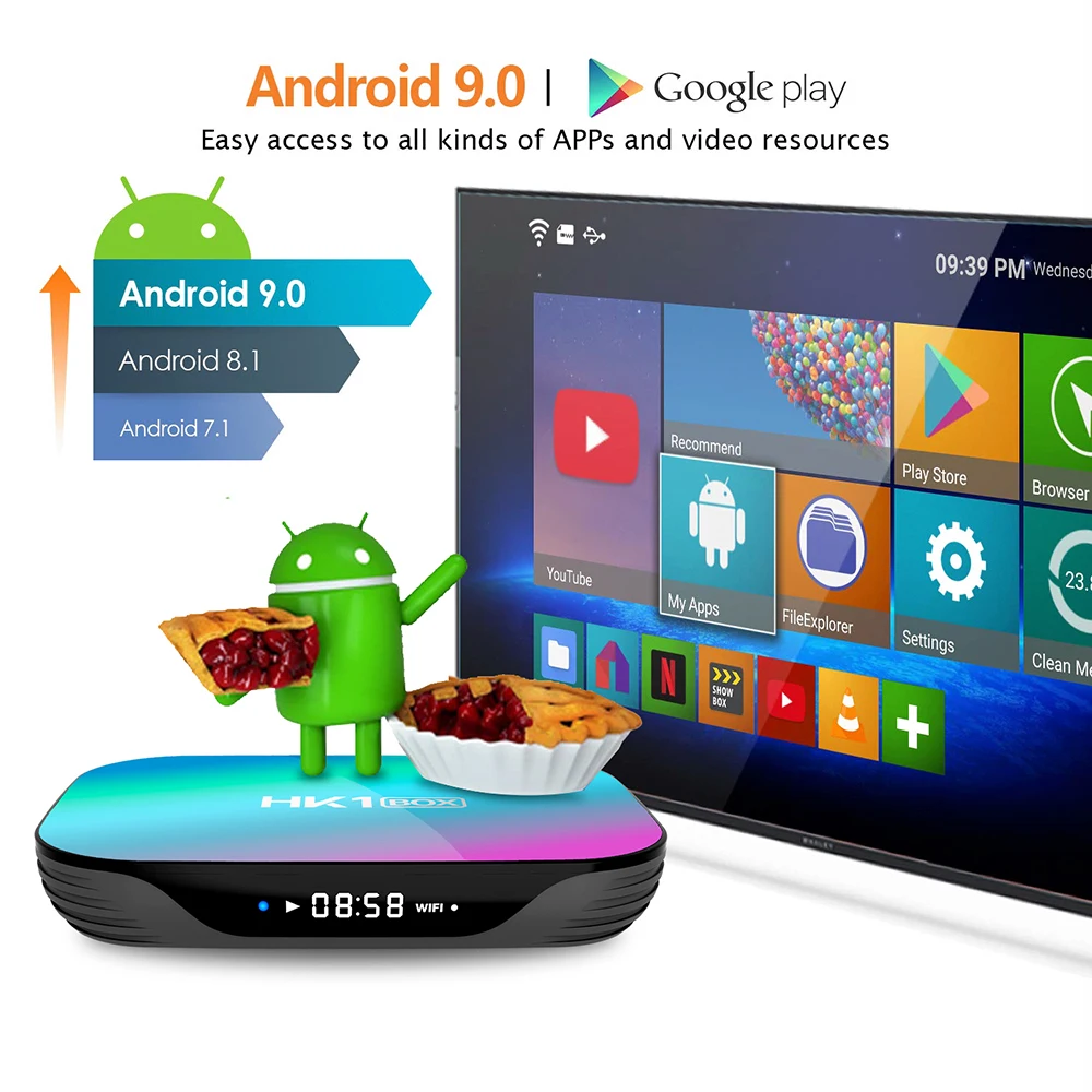 HK1 Смарт ТВ Box Android 9,0 Amlogic S905X3 двухъядерный процессор Wi-Fi 8K Bluetooth USB 3,0 Поддержка Netflix Youtube IPTV Set-top Box Media Player