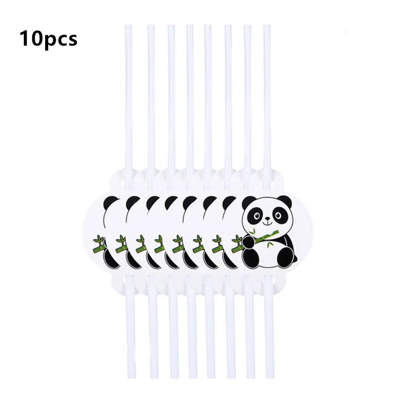 straw 10pcs 10 шт./лот одноразовые чашки мультфильм панда тематическая вечеринка на день рождения украшения Дети одноразовые посуда бумажные чашки утварь для вечеринки - Цвет: straw 10pcs
