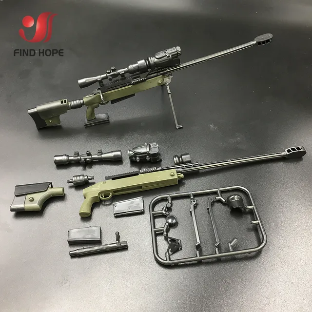6Pcs/set 1/6 AWM MK14 DSR PSG-1 SVD TAC Sniper Rifle Weapon Assembly Toy Gun Model For Action Figure 2