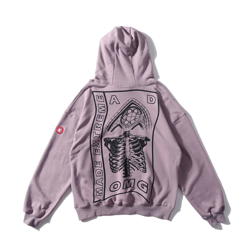 Мужские толстовки Забавный человеческий скелет узор принт Винтаж Harajuku уличная