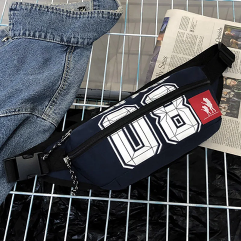 Navy blue Waist pack Новинка, Мужская поясная сумка, Женская поясная сумка, Уличная Хип-Хоп сумка, унисекс, сумки с бананами, Сумка с буквами в виде почек, нагрудная сумка для мужчин, сумка на плечо в стиле хип-хоп - Цвет: Navy blue Waist pack