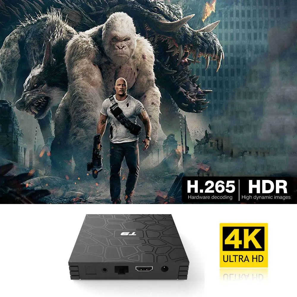 Yiwa T9 Android 8,1 4+ 32GB RK3328 Smart tv Box 2,4G wifi 4K BT медиаплеер