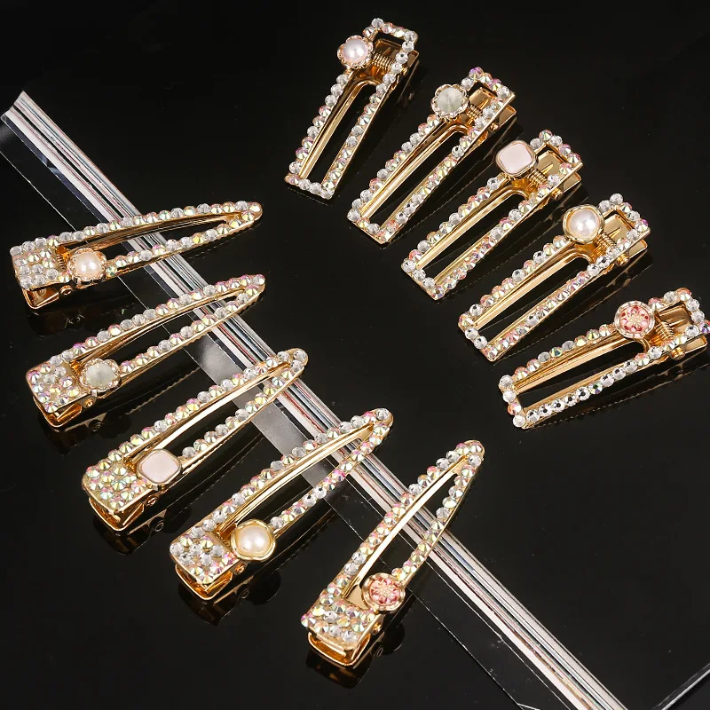 

1PCS Korea Imitation Pearl Geometric Rectangle Water drop Hairpins Metal Gold Color Hair Clips Hair Styling Tools Accessories