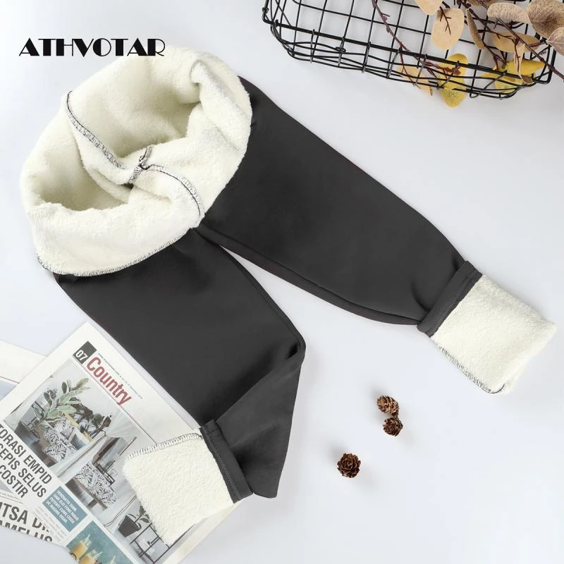 ATHVOTAR Winter Leggings Women Casual High Waist Thick Velvet Cashmere Cold Female Warm Thermal Wool Fleece Leggings Pants lululemon align leggings