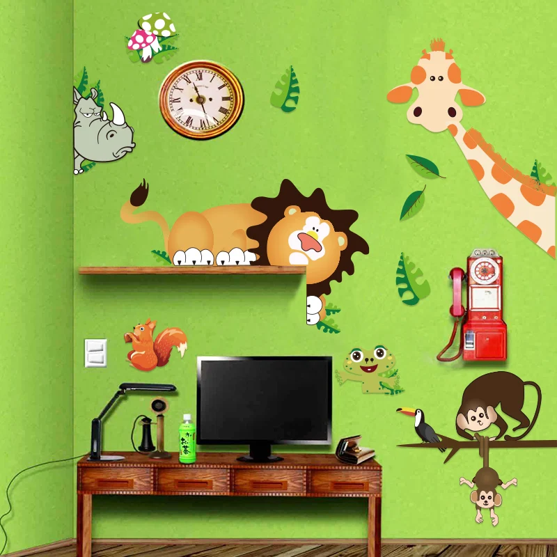 Monkey Wall Stickers Animal Jungle Zoo Nursery Baby Children Bedroom Decal Art 