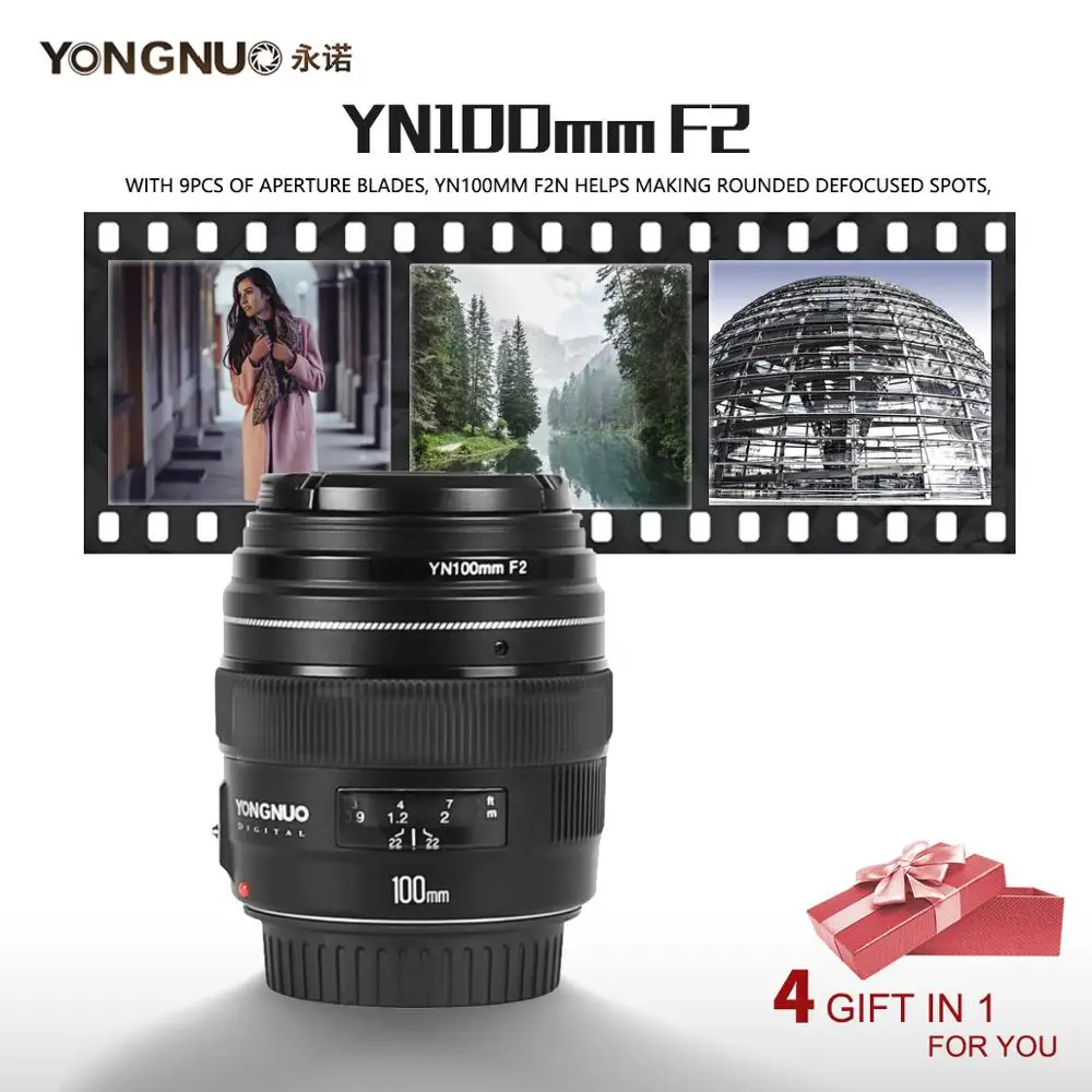 YONGNUO YN100mm F2/F2N AF/объектив MF с большой апертурой Стандартный Средний телеобъектив с фиксированным фокусным расстоянием для Nikon, для камеры Canon